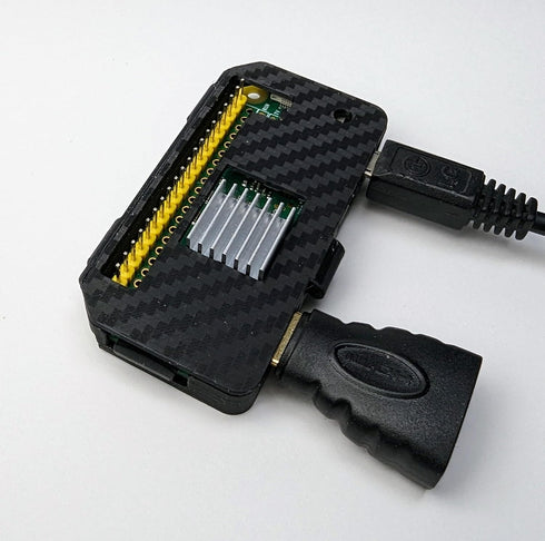 Compact Raspberry Pi Zero Protective Case, Black Carbon Fiber Look