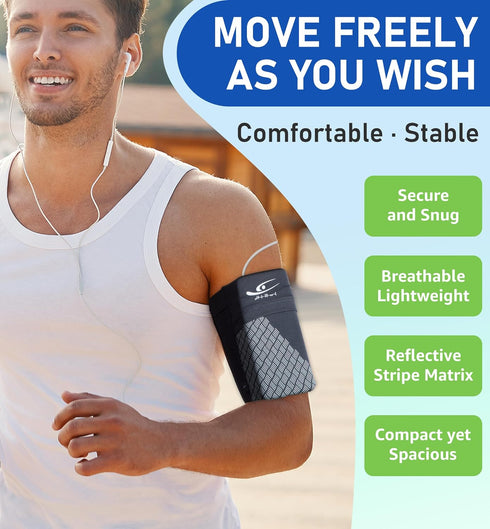 HiRui Universal Sports Armband - Cell Phone Armband Sleeves for Exercise Workout, Compatible with iPhone and Samsung