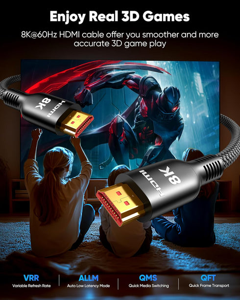 8K 5FT, 48Gbps Cord-4K@120Hz 8K@60Hz, 2.2&2.3, 10 TV/PS5/HDTV/Blu-ray Highwings HDMI Cable Ultra High Speed HDMI Cable