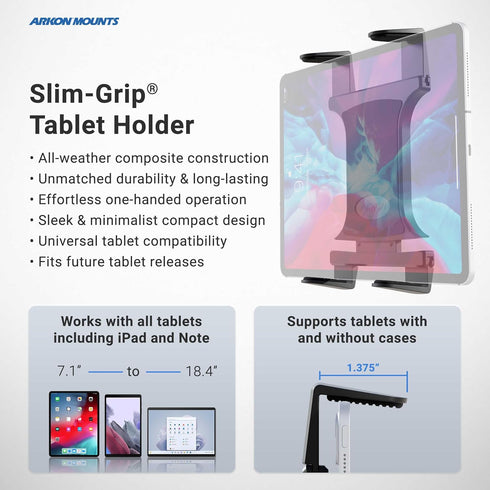 ARKON Mounts Heavy Duty Drill Base Tablet Mount, Professional-Grade Durability, Fits iPad and Samsung Tablets