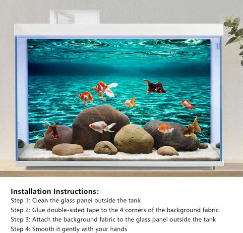 YongFoto 48x18 Inches Polyester Aquarium Background, Turquoise Clear Water Ripple Decor
