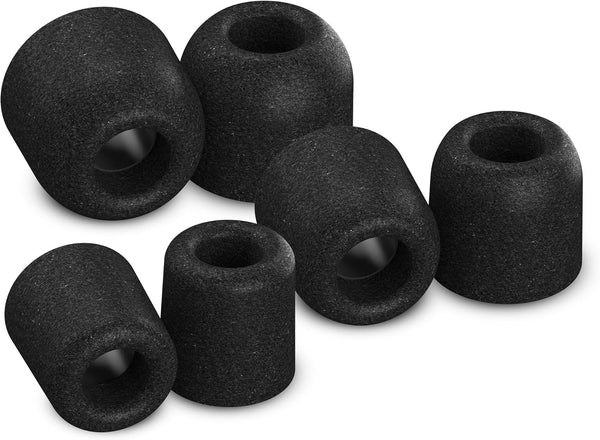 Comply 600 Core Series Memory Foam IEM Ear Tips - Superior Noise Isolation, Secure Fit, Black (S/M/L) - 3 Pairs