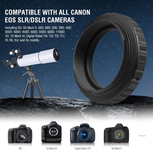 A ALSTAR T2 Alstar Telescope Camera Adapter T Ring Adapter Metal Compatible for All Canon EOS SLR/DSLR Cameras Standard