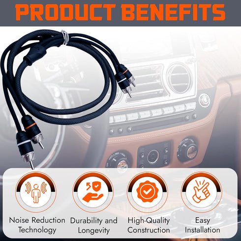 Elite Audio Premium Series 6ft. 2-Channel RCA Cable – Double Shielded, Oxygen Free Copper for Amplifiers & Speakers
