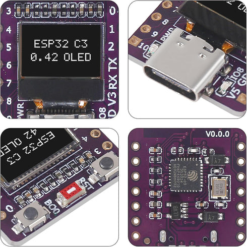 AITRIP 2PCS ESP32-C3 0.42-inch ESP32 OLED Development Board Supermini Development Board WiFi BLE