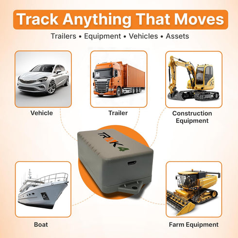 Trak-4 Assets, GPS Tracker for Vehicles, Equipment. Long Battery Life, Waterproof, Global Tracking. Low-Cost