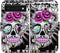 Purple Flower Sugar Skull Leather Flip Phone Case Wallet Cover with Card Slot Holder Kickstand for Google Pixel 6 Pro