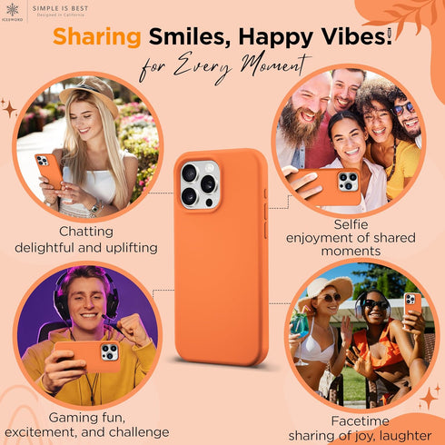 IceSword 15 Shockproof,6.1 inch 15Pro- Compatible with iPhone Pro Case Orange, Liquid Silicone Phone Case Cover Slim