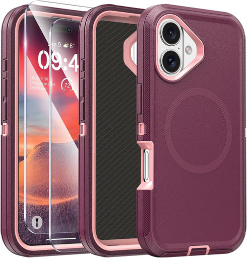 TUTUKII Compatible with iPhone 16 Case with Screen Protector, Shockproof, Compatible with MagSafe,