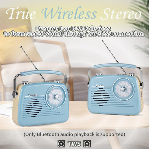 WENPZERAY 4 5W Portable AM FM Shortwave Vintage Radio Multifunctional Bluetooth Speaker Power Options Speaker TWS