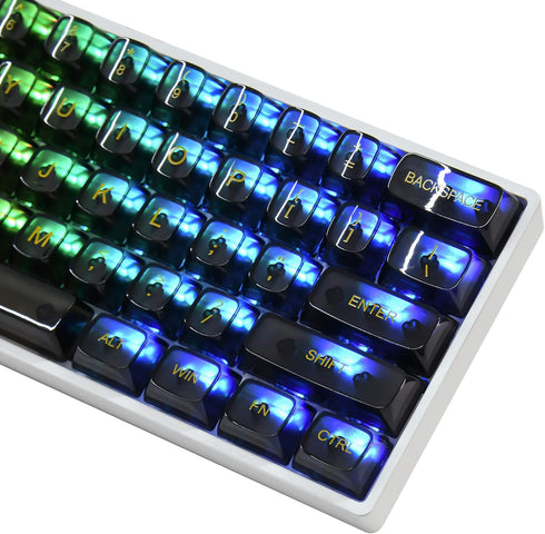 Fogruaden 61 Keys Black Clear Keycap Set, OSA Profile Transparent PC Material Keycaps, Compatible with 61 Key Cherry
