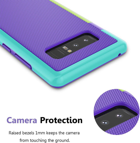 Jeylly Galaxy Note 8 Case - Slim Hybrid Impact Rugged Soft TPU & Hard PC Bumper, Shockproof Cover (Purple)