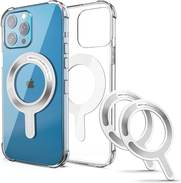 Magnetic Adapter Ring for MagSafe, Strong Adhesive Magnet Sticker Case Converter for iPhone 15/14/13/12, Metal Loop