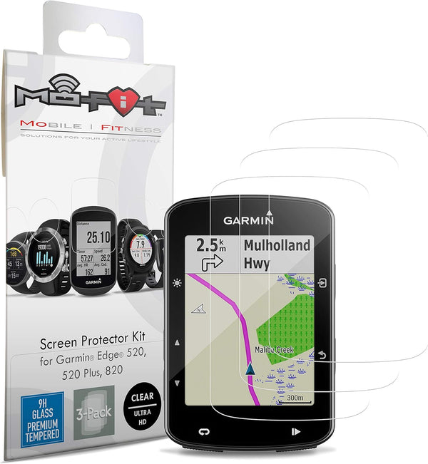 Screen Protector Kit for Garmin Edge 520, 520 Plus, 820, Tempered Glass, 3-Pack