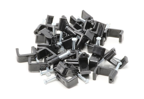 THE CIMPLE CO - Siamese Coaxial Cable Clips, Cat6, Electrical Wire Cable Clip, 1/2 in Nail Clip and Fastener, Black, Double(50 Pieces per Bag)