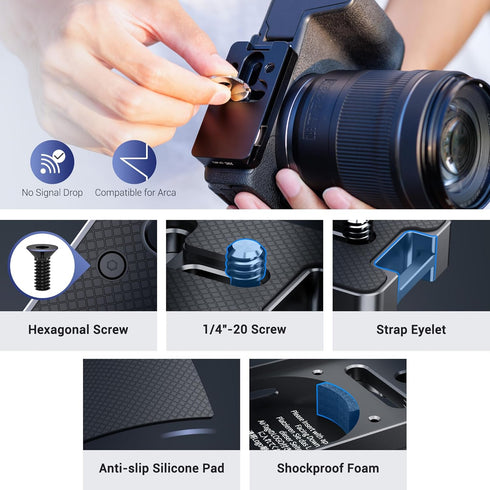 Quick Release Plate for AirTag - Metal Camera Mount Adapter for Tripod Compatible with Canon, Sony, Nikon