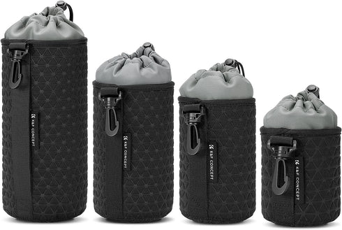 K&F CONCEPT 4 Pack Camera Lens Pouch Set, Drawstring Lens Protective Bag,