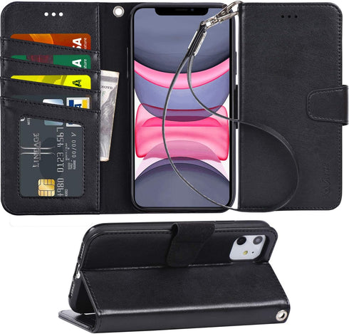 Arae Case for iPhone 11 Wallet Case Cover with Card Holder PU Leather