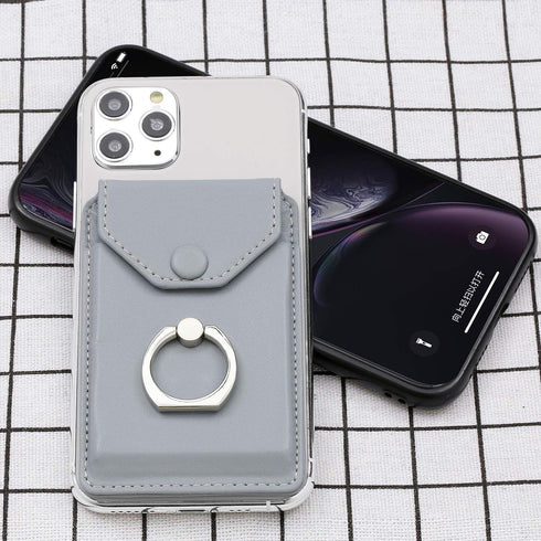 RFID Card Holder & Ring Stand for All Smartphones - Light Grey