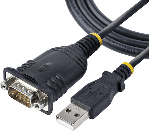 StarTech.com 3ft USB to Serial Cable, DB9 Male RS232 to USB Converter, Prolific IC Adapter for