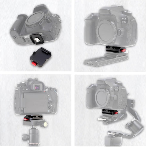 FocusFoto Quick Release Plate Kit, Camera Tripod Mount QR Plate and Rapid Connect Clamp Adapter for DSLR/Mirrorless