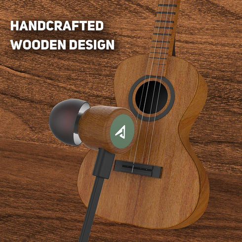 USB C Headphones for iPhone, Type C Earbuds Red Pear Wood Wired HiFi Stereo with Remote & Mic, USB C Earphones Compatible with iPhone 15 Pro Max, Galaxy S23, iPad Pro Device with Type C, Dark Green