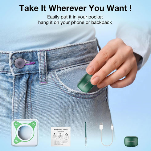 Mini Bluetooth Speaker Wireless, Tiny Bluetooth Speaker with Built-in Mic, TWS Portable Speaker for Croc Speaker,