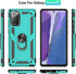 for Samsung Galaxy Note 20 Case, Note20 5G with HD Screen Protectors, Military-Grade Metal Ring Holder Kickstand, Teal