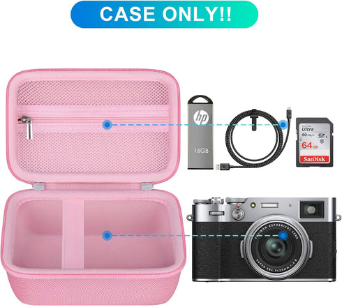 BOVKE Carrying Case for Fujifilm X100VI / X100V Digital Camera, Extra Mesh Pocket, Pink