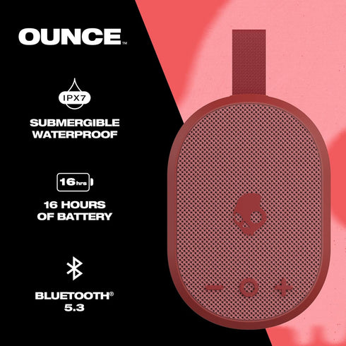 Skullcandy Ounce Wireless Bluetooth Speaker - IPX7 Waterproof Mini Portable Speaker with 16 Hour Battery, Downward Firing Passive Radiator, and Ballistic Nylon Carry Strap