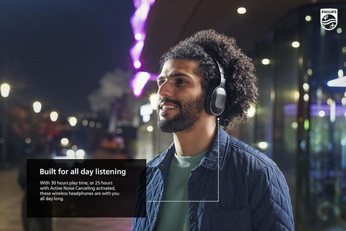 Philips Active Noise Cancelling Bluetooth Headphones H6506, Lightweight, 30h Playtime, Deep Bass