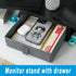 TEAMIX Dual Monitor Stand Riser with Drawer, Adjustable Length and Angle, 37 inch Long Monitor Riser for 2 Monitors