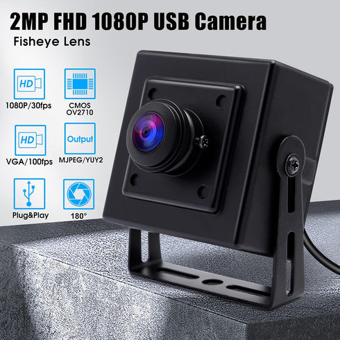SVPRO 1080P 180 USB PC Webcam Wide Angle Fisheye Degree, High Resolution Industrial USB Camera for HD Security