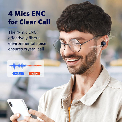 EarFun Free 2S Wireless Earbuds, Bluetooth Earbuds with Deep Bass, 4 Mics for Clear Calls, IPX7 Waterproof, 30H Playtime