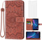Hot Pepper Serrano 3 Wallet Case with Tempered Glass, Leather Flip Cover, Card Holder, Stand - Brown for A95B A95C A95J.