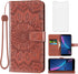Hot Pepper Serrano 3 Wallet Case with Tempered Glass, Leather Flip Cover, Card Holder, Stand - Brown for A95B A95C A95J.