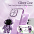 Buleens Clear Astronaut Phone Case for iPhone 11, Glitter Paper & Spaceman Stand, Cute Electroplated Sparkly Space