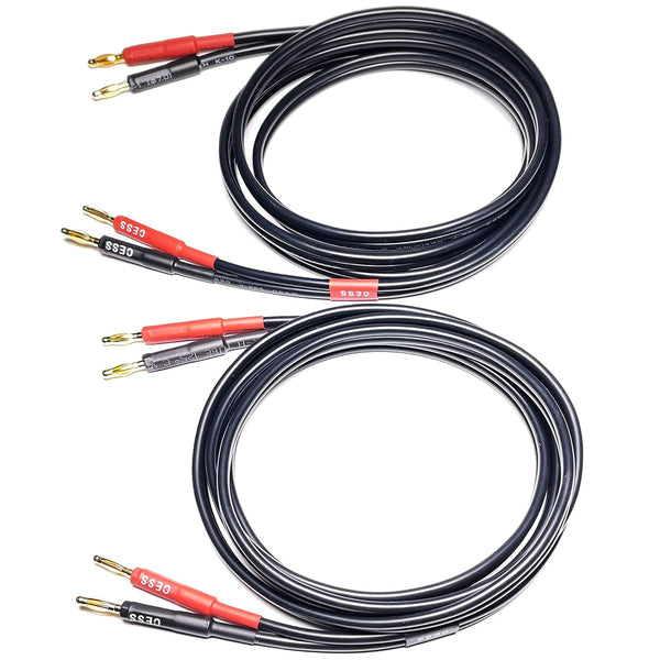 CESS-037-3f Banana Plug Male to Male Speaker Cable 12 Gauge, 2 Cables (3 FEET)