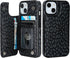 HAOPINSH Wallet Case for iPhone 13/14 with Card Holder, Black Leopard Cheetah Pattern Back Flip Case PU Leather