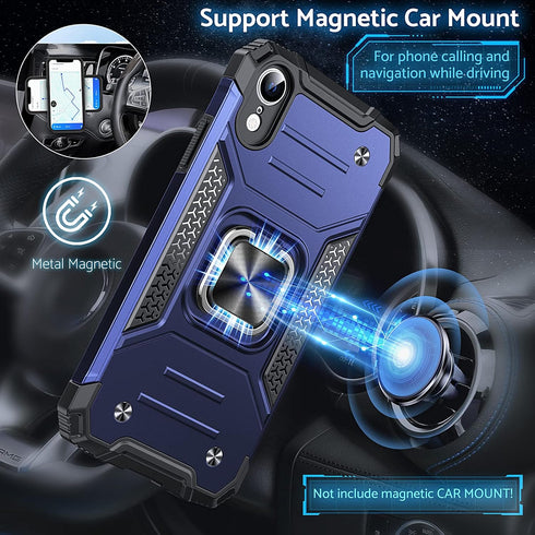 Anqrp Designed for iPhone XR Case, Military Grade Protective Phone Case Cover with Rotatable Metal Ring Kickstand,