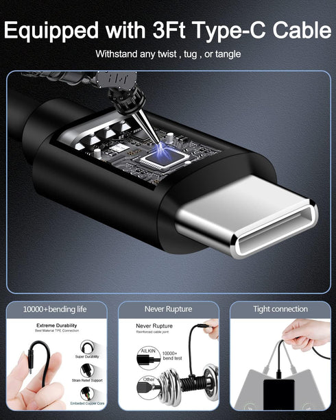 AILKIN Car Charger USB C for Samsung Galaxy, USB Cigarette Lighter Adapter for iPhone 16 Pro, Vehicle Auto Cargador