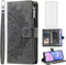 Asuwish Galaxy A15 5G Wallet Case with Tempered Glass, Wrist Strap, Mandala Flower, Credit Card Holder, Grey.