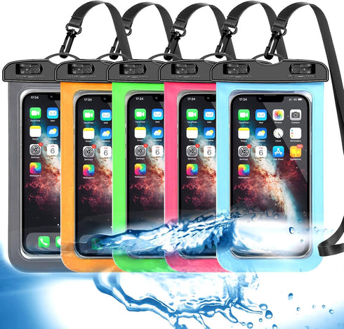 5 Pack Universal Waterproof Phone Pouch, Large Dry Bag Waterproof Case for Apple iPhone 16, 15, 14, 13, 12, 11