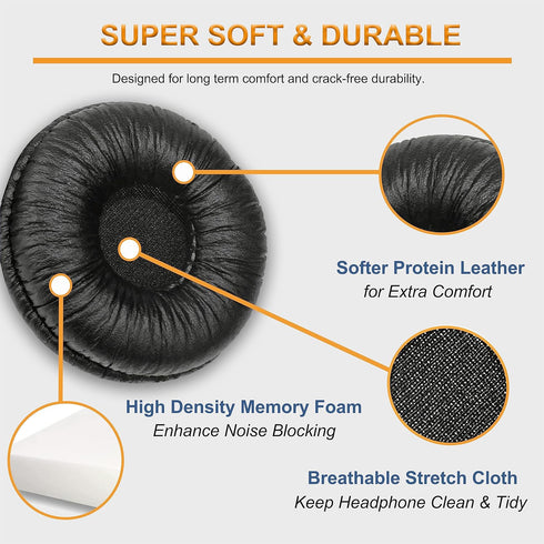 Replacement Ear Cushions for Sony Headphones, Compatible with Sony MDR-ZX110 ZX110NC ZX100 WH-CH500 CH520 CH510 (2 Pack)
