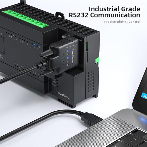 DriverGenius USB to Serial RS232 Adapter Cable, 2 Pack with 9 x LED Indicators, Compatible for Windows 11