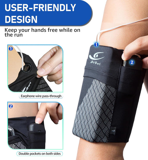 HiRui Universal Sports Armband - Cell Phone Armband Sleeves for Exercise Workout, Compatible with iPhone and Samsung