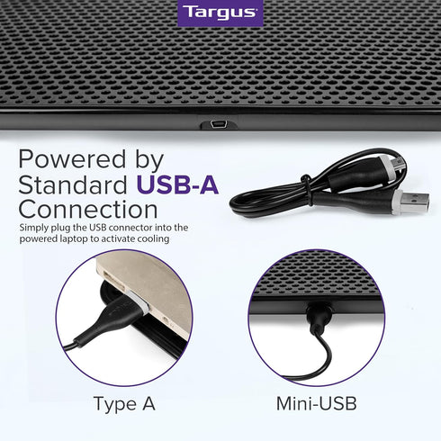 Targus Laptop Cooling Pad, Single Fan for Up to 16 Inch Macbook/PC, Black (AWE69US)