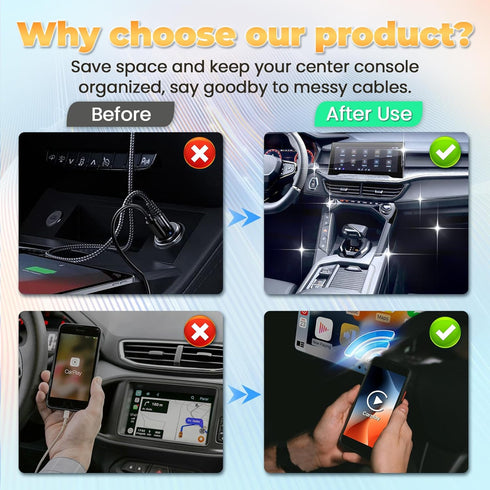 Wireless Carplay Adapter for Factory Wired Carplay/Android Auto, Fast Stable Connection Plug and Play Dongle for 2016+