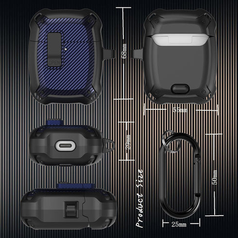 Google Pixel Buds Pro Case 2022 - Military Hard Shell Protective Armor Cover with Cleaner Kit, Lock & Carabiner,