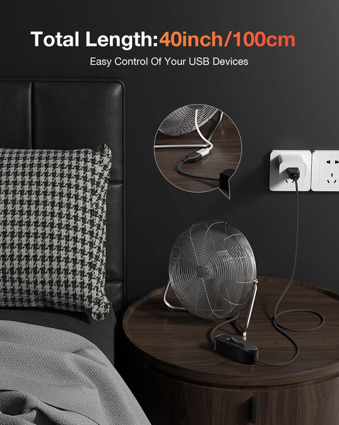 ANDTOBO USB Switch Extension Cable, Upgraded Data + Power, 3.3 FT USB Extension Cord with On/Off Power Switch